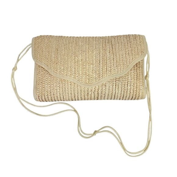 Woven Scalloped Handbag Rope Strap Boho Coastal - Picture 1 of 5